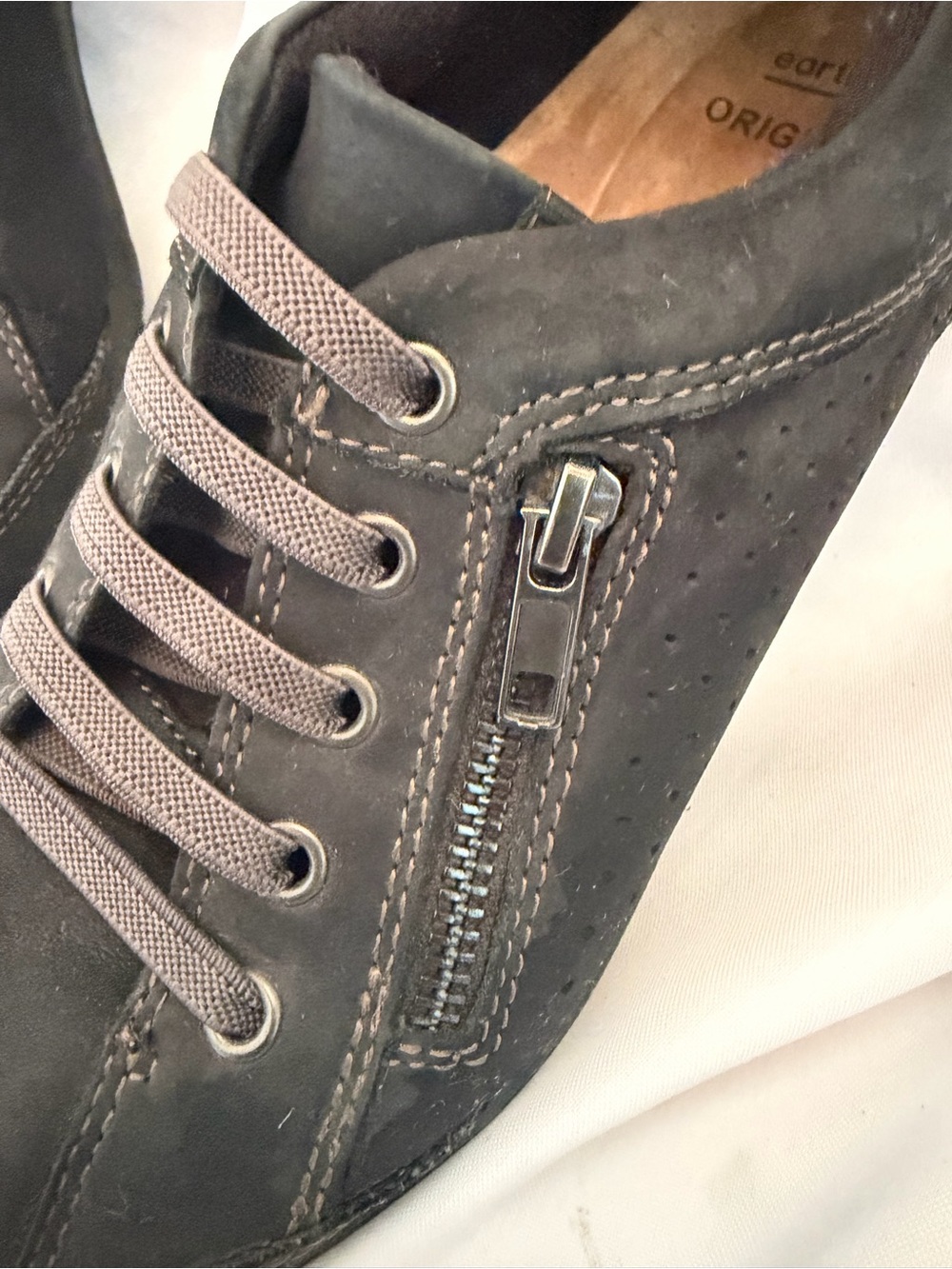 Earth Origins Dark Gray Perforated Lace-Up Sneaker with Side Zipper - Picture 4 of 16